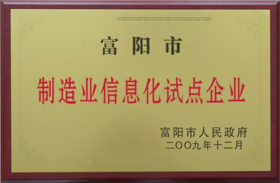永盛儀表被評為“制造業(yè)信息化試點企業(yè)”